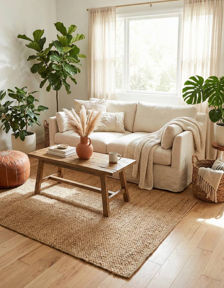 Detail image of  4' 1 x 6' 1  Hand Woven Chunky Jute Rug