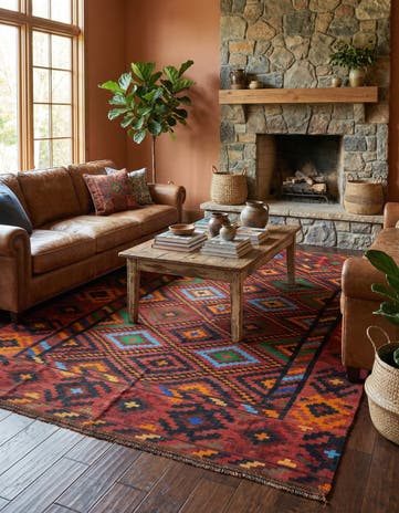 7' 8 x 12' 8 Hand Woven Kilim Fars Wool Rug