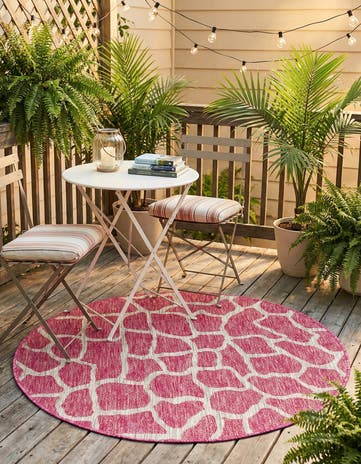 Magenta Easy-Clean Safari Indoor / Outdoor Round Rug