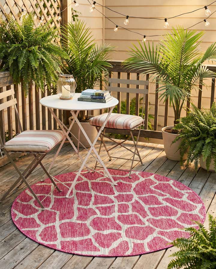 4' x 4' Easy-Clean Safari Indoor / Outdoor Round Rug