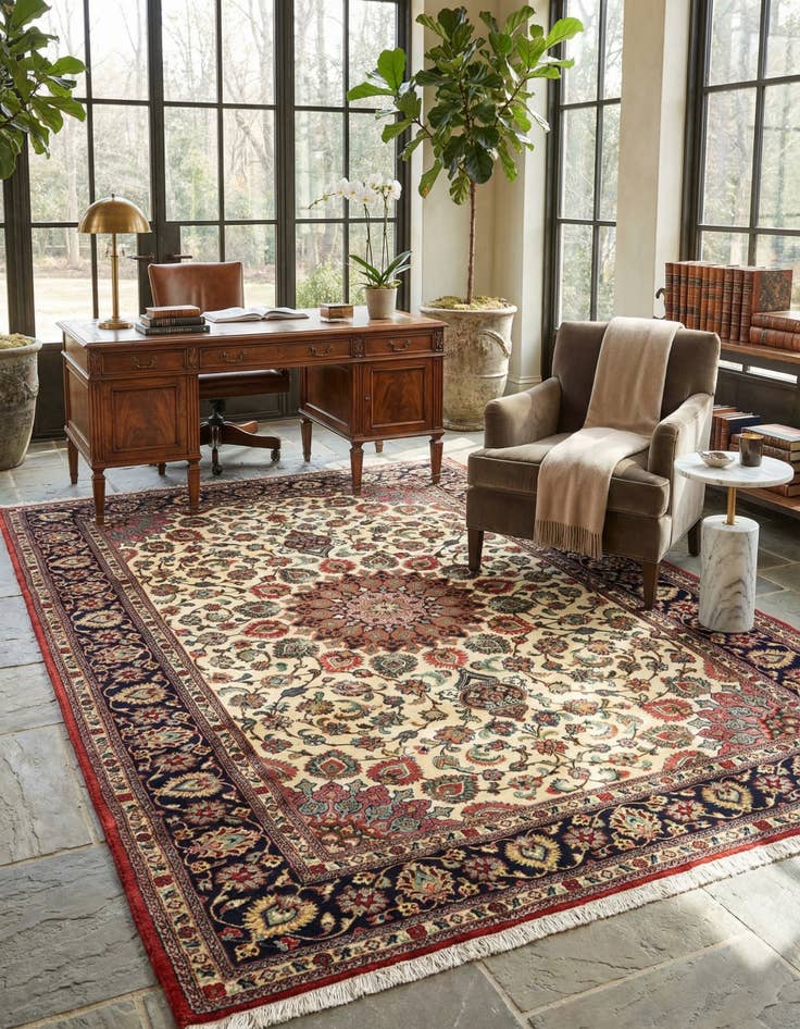 Detail image of  6' 9 x 9' 8  Hand Knotted Qom Persian Rug