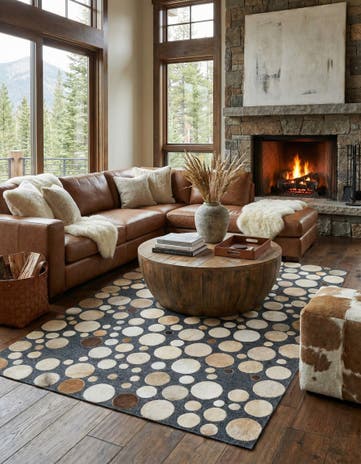 5' 1 x 7' 4 Cowhide Leather Rug