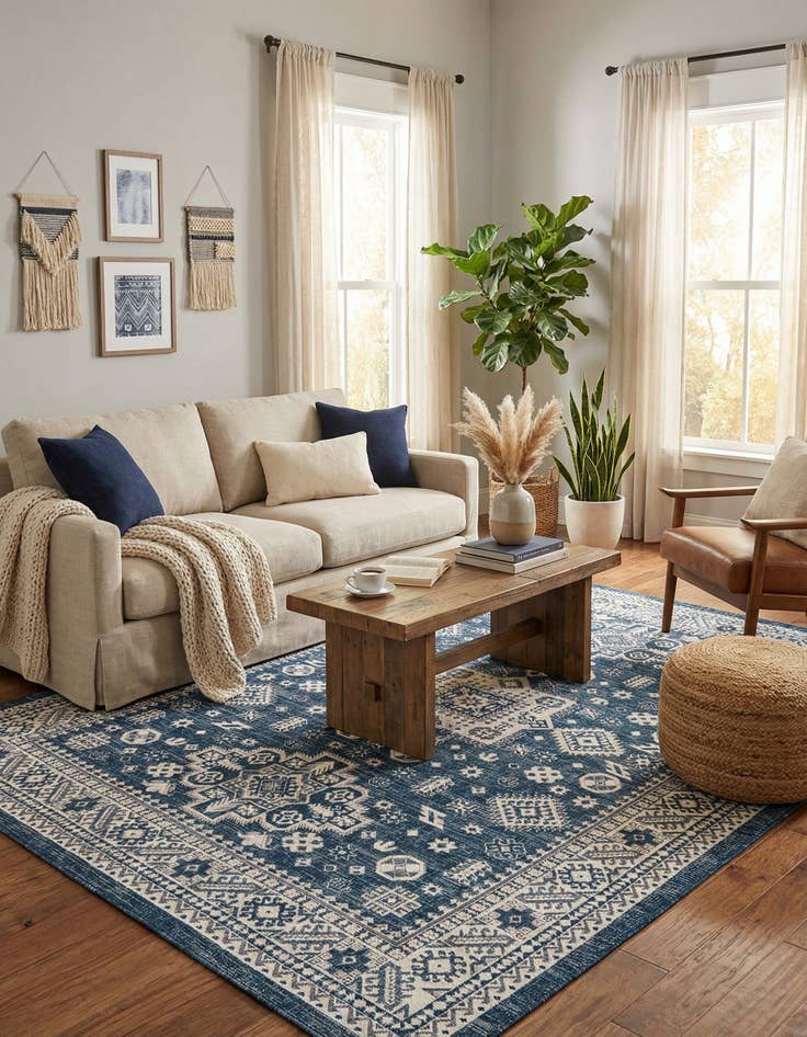 Detail image of 7' 10 x 11'  Washable Aztec Indoor / Outdoor Rug