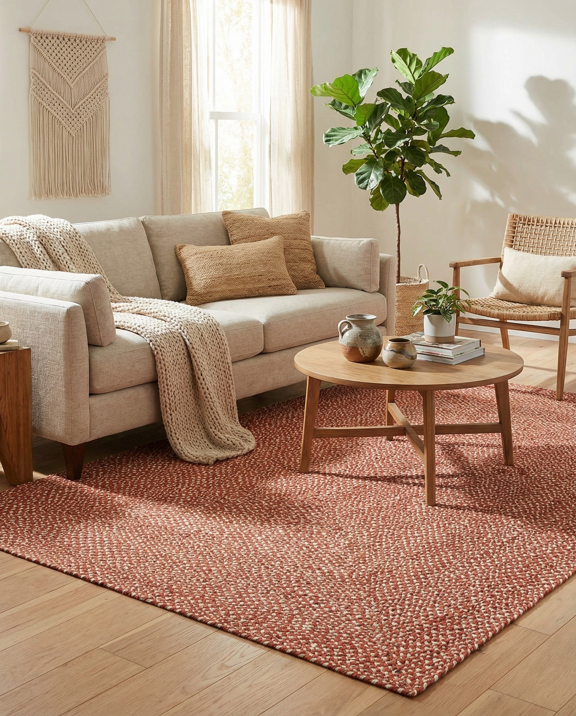  6' 1 x 9'  Hand Tweed Braided Jute Rug