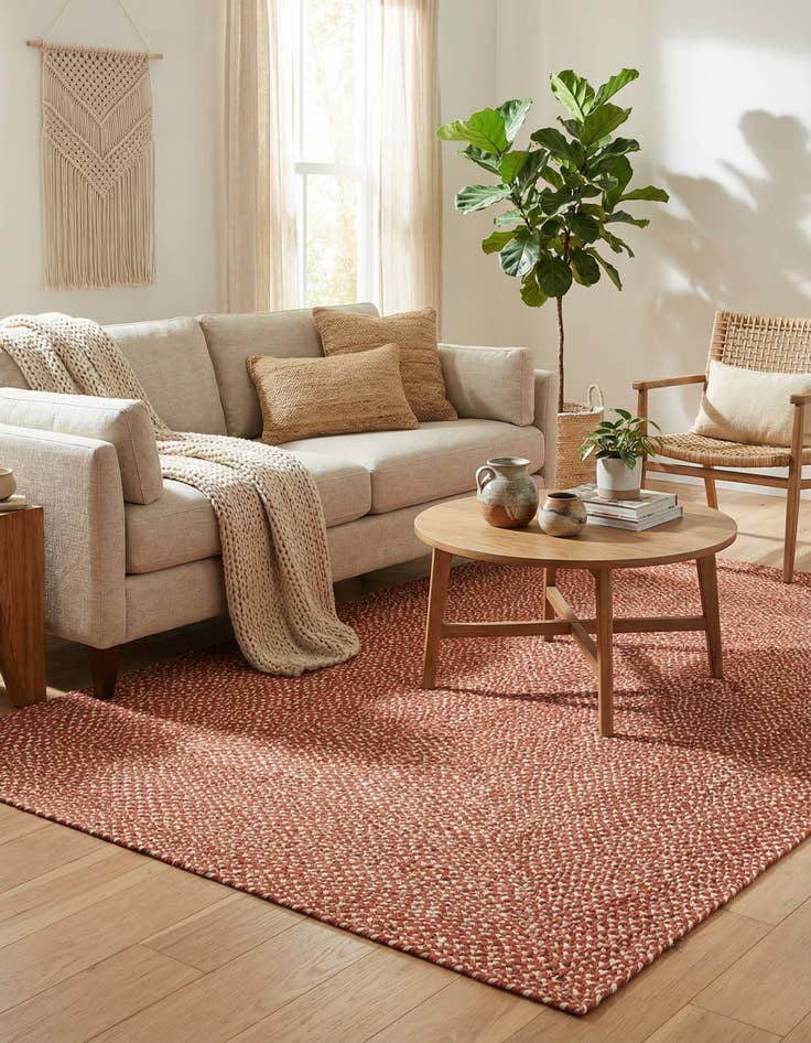 Detail image of  6' 1 x 9'  Hand Tweed Braided Jute Rug