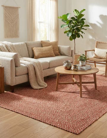 Rust Red Handmade Tweed Braided Jute Rug
