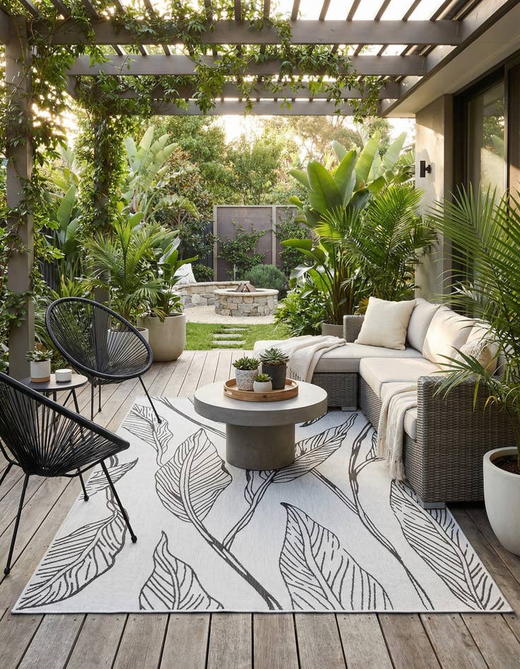 Detail image of 6' x 9'  Washable Botanical Indoor / Outdoor Rug