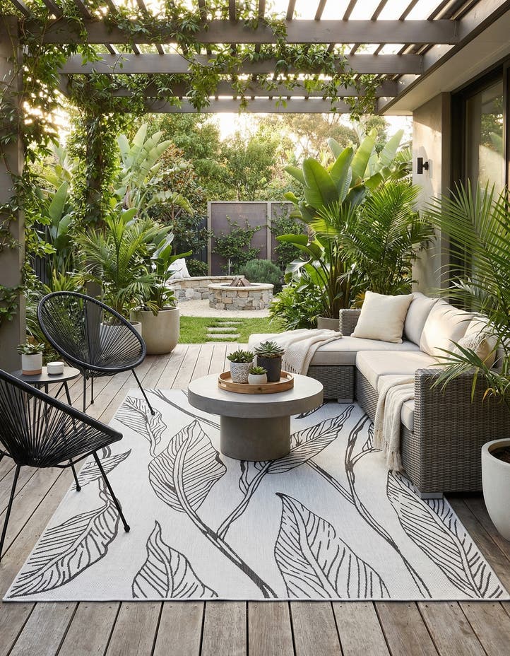 6' x 9' Easy-Clean Botanical Indoor / Outd...