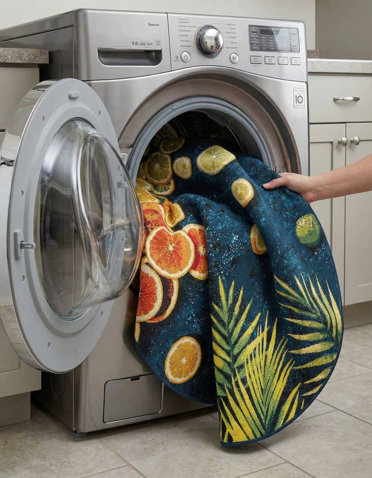 Detail image of  6' x 6'  Washable Coastal Indoor / Outdoor Round Rug