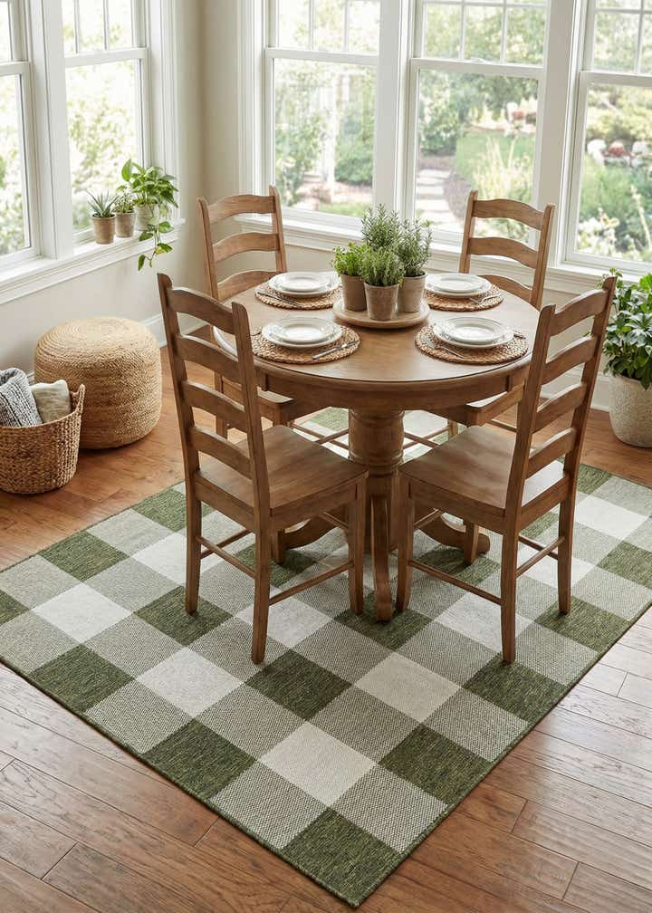 5' 3 x 7' Easy-Clean Checkered Indoor / Outdoor Rug