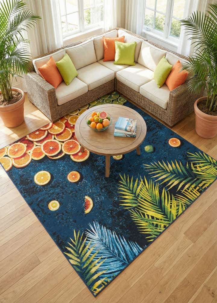 7' 10 x 7' 10 Easy-Clean Coastal Indoor / Outdoor Square Rug