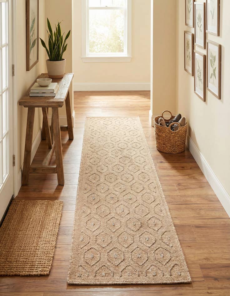 Detail image of 2' x 8'  Washable Trellis Textured Indoor / Outdoor Runner Rug