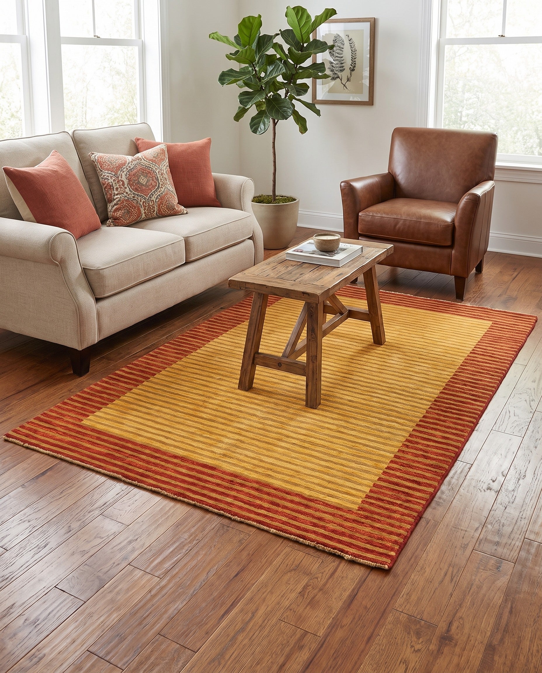 5' 3 x 6' 3 Hand Knotted Modern Ziegler Rug