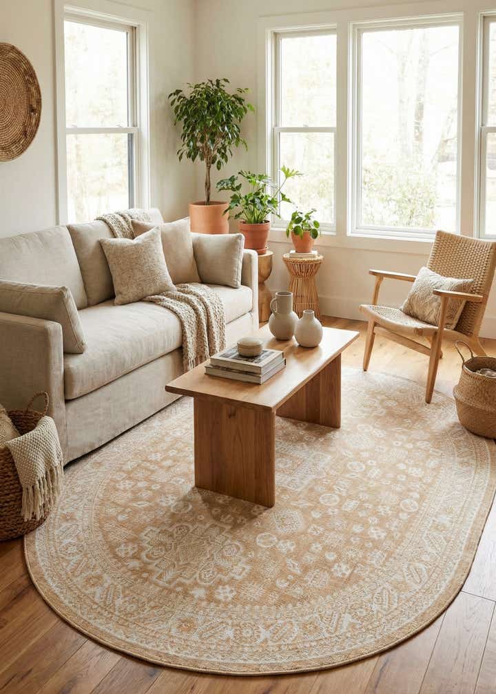 7' 10 x 10' Easy-Clean Aztec Indoor / Outdoor Oval Rug