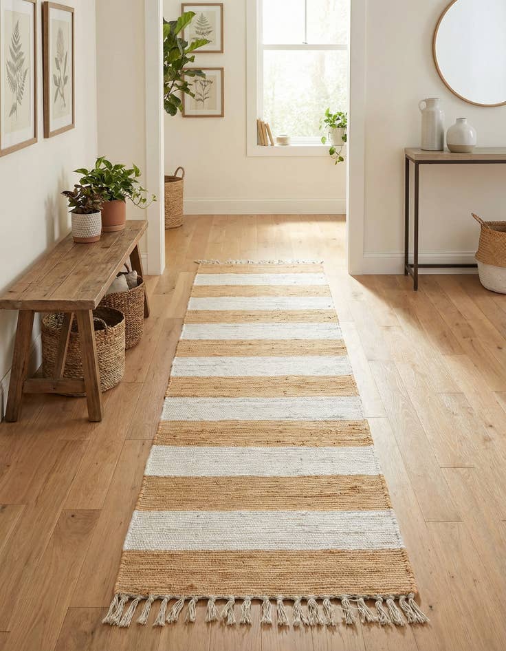 Detail image of 2' 2 x 8'  Hand Woven Chindi Rag Runner Rug