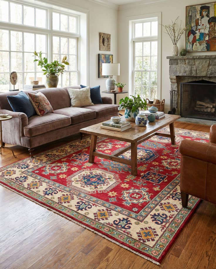 Detail image of 5' 9 x 8' Hand Knotted Kazak Rug