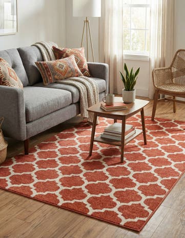 Light Terracotta Trellis Rug