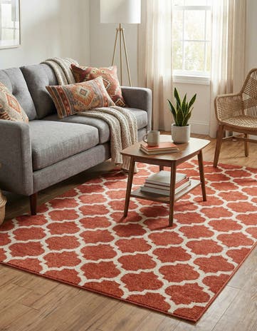 Light Terracotta Trellis Rug