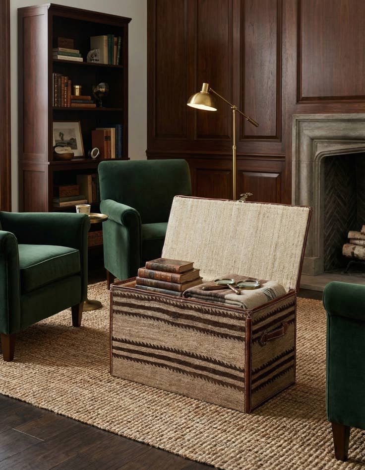 Detail image of 1' 2 x 2' 5  Hand Knotted Furniture Trunk