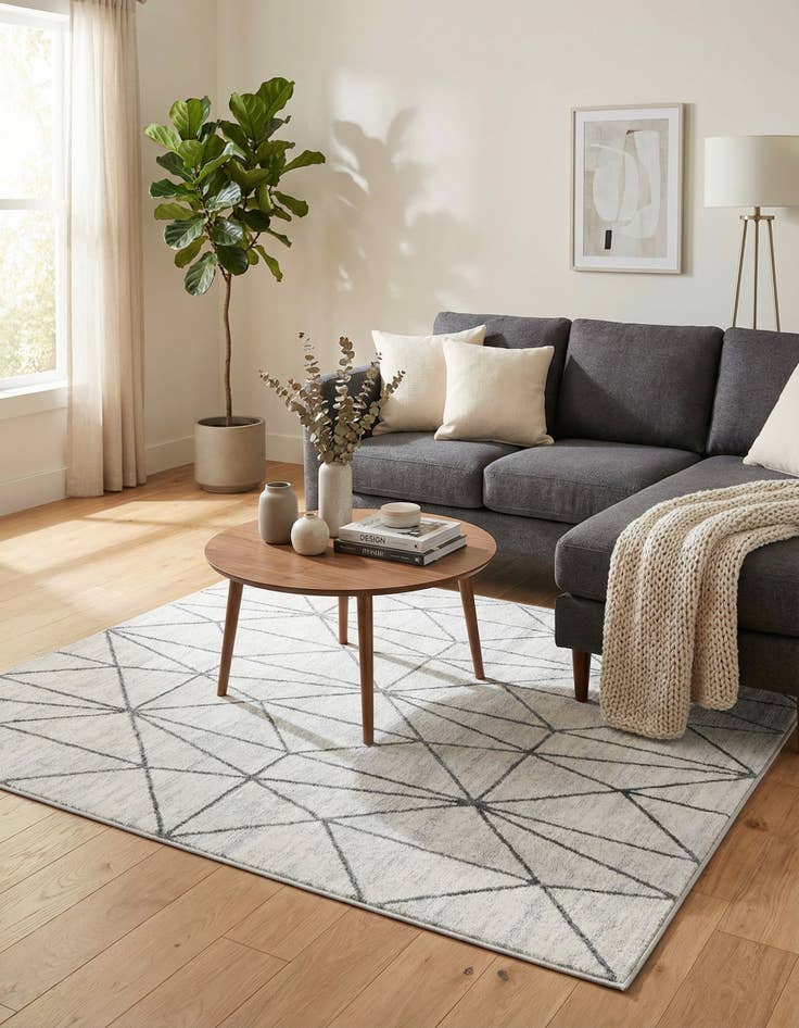 Detail image of  5' 3 x 5' 3 Lattice Trellis Square Rug