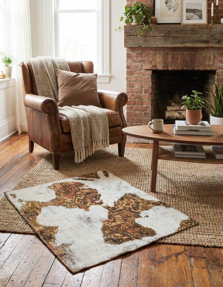 Detail image of 3' x 3' 7  Hand Knotted Ultra Vintage Persian Wool Square Rug