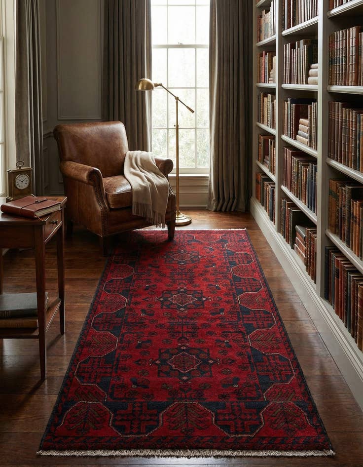 Detail image of  2' 7 x 6' 2  Hand Knotted Khal Mohammadi Wool Runner Rug