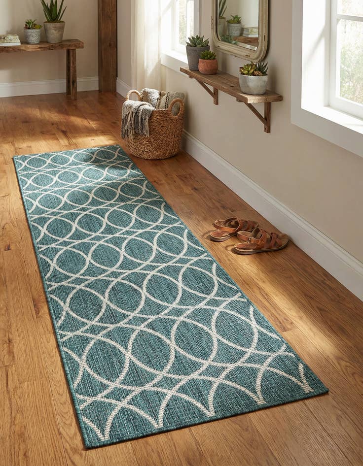 Detail image of 2' x 6'  Washable Trellis Indoor / Outdoor Runner Rug