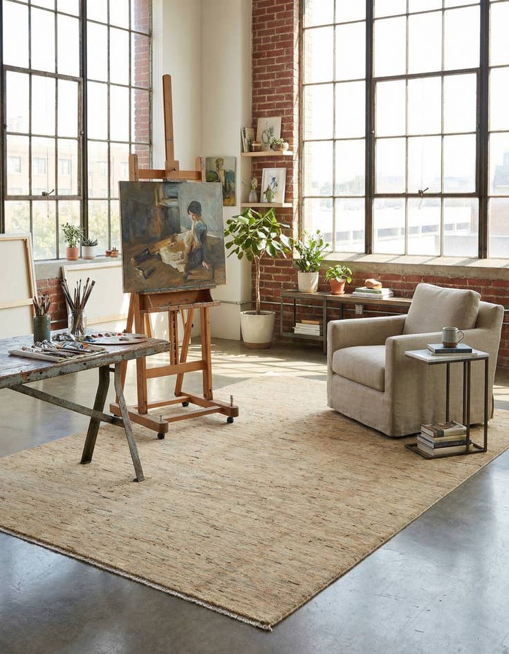 Detail image of  6' 3 x 9' 5  Hand Knotted Modern Ziegler Wool Rug