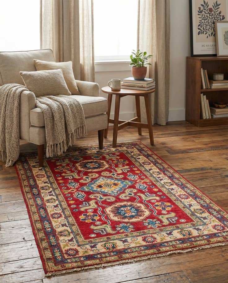 Detail image of 2' 8 x 4' 2 Hand Knotted Kazak Rug