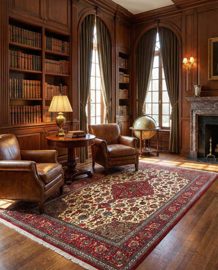 4' 8 x 6' 9 Hand Knotted Qom Persian Rug