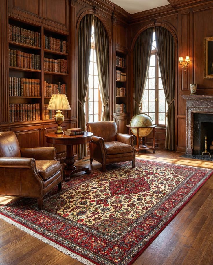 Detail image of 4' 8 x 6' 9 Hand Knotted Qom Persian Rug