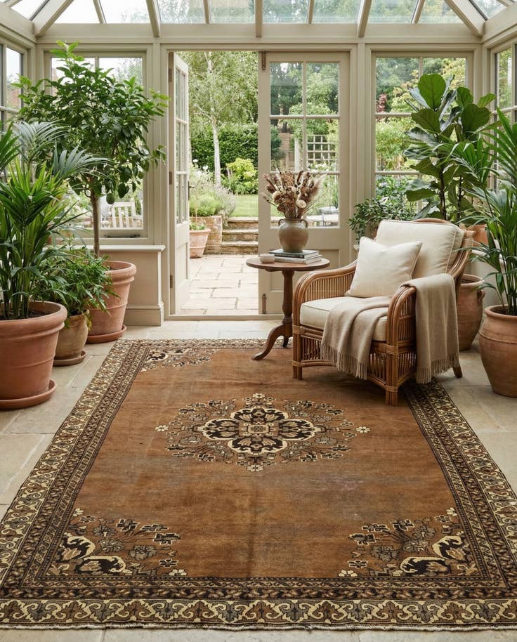 Detail image of 6' 2 x 9' 6 Hand Knotted Ferdos Persian Wool Rug