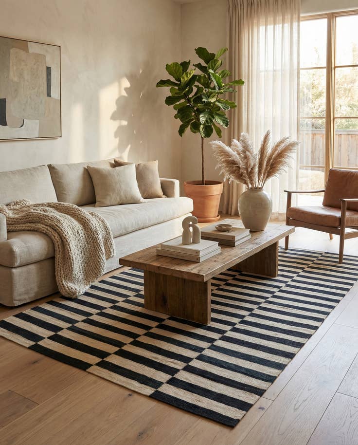 Detail image of 5' 4 x 7' 9 Hand Woven Kilim Modern Wool Rug