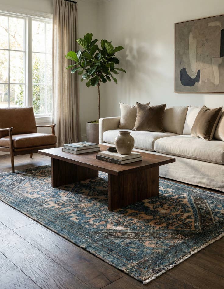 Detail image of 4' 8 x 8' 2  Hand Knotted Ultra Vintage Persian Wool Rug