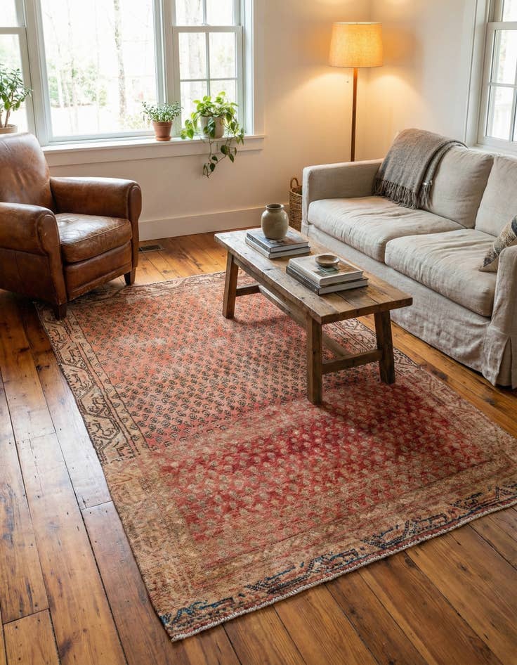 Detail image of  3' 9 x 6' 1  Hand Knotted Ultra Vintage Persian Wool Rug