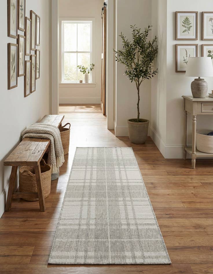 Detail image of 2' x 8' Easy-Clean Checkered Indoor / Outdoor Runner Rug