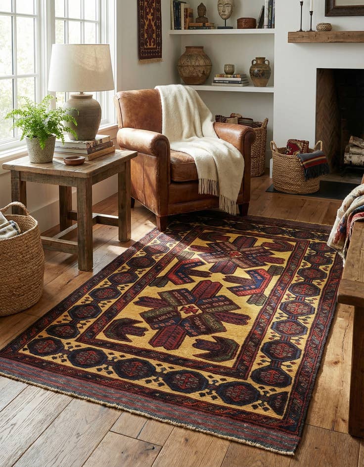 Detail image of  2' 10 x 4' 9  Hand Knotted Sumak Wool Rug