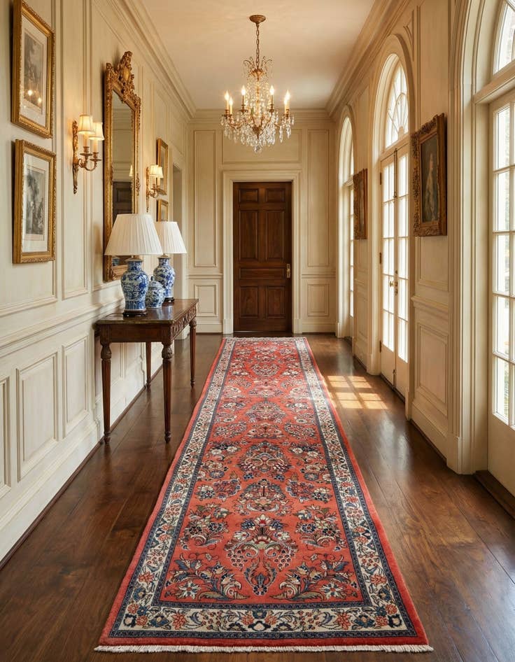 Detail image of 2' 5 x 11' 7 Sarouk Wool Runner Rug