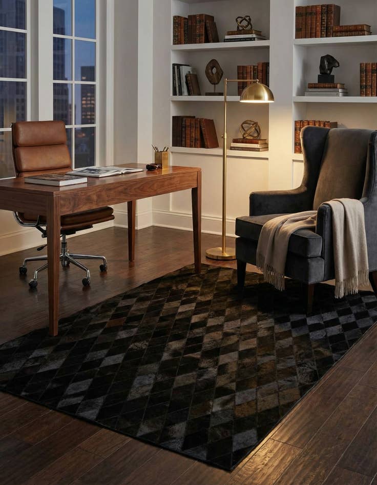 Detail image of 4' 7 x 6' 8 Cowhide Stocks Rug