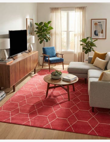 Pink Lattice Frieze Rug