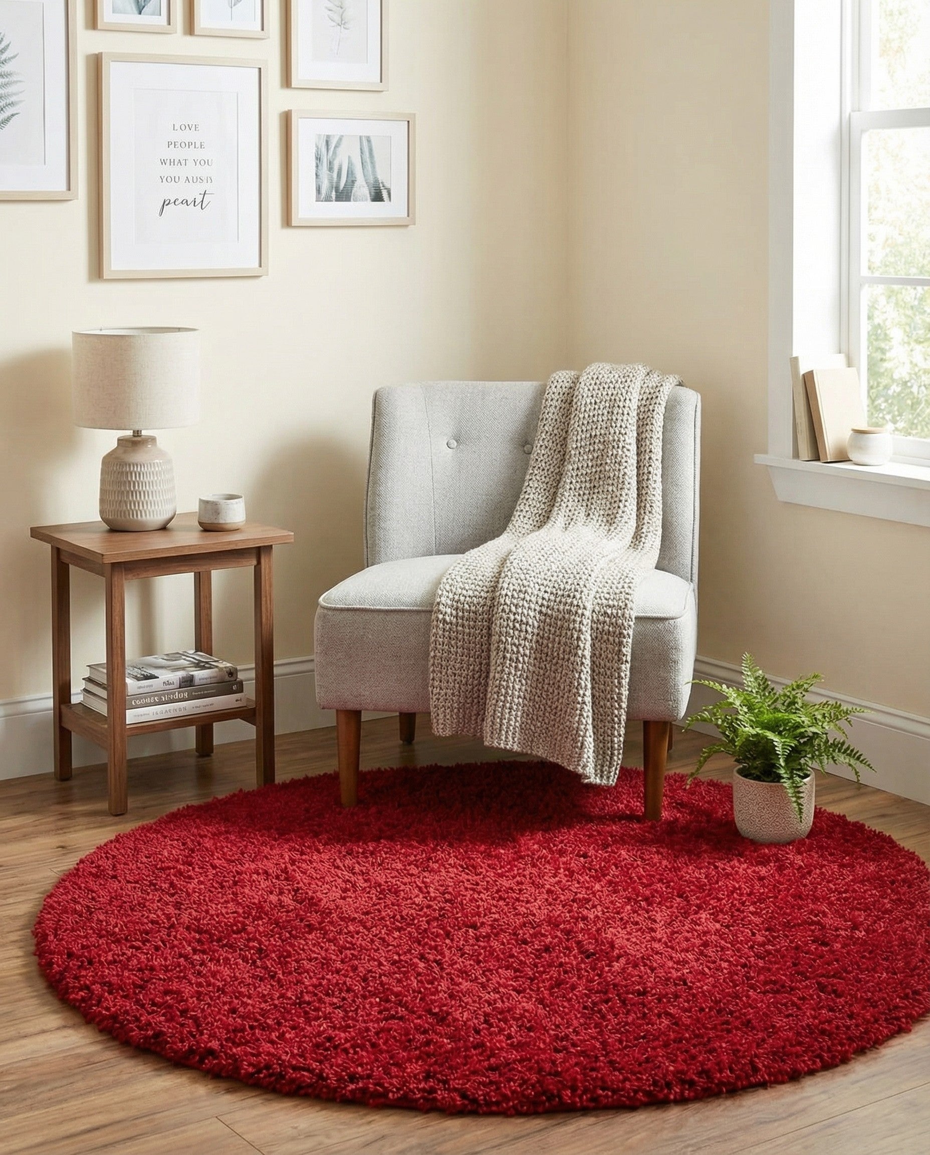  3' x 3' Solid Shag Round Rug