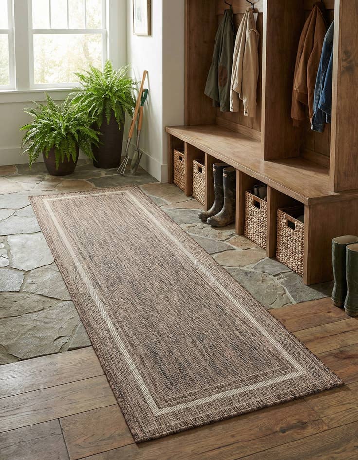 Detail image of  2' 5 x 7' 2  Washable Border Indoor / Outdoor Runner Rug