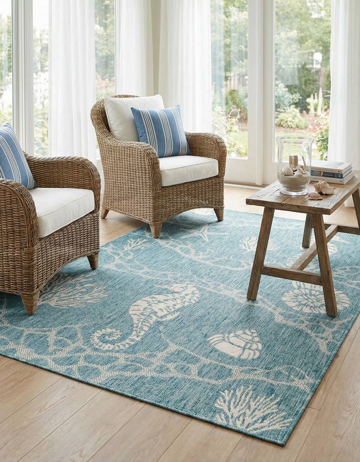 Detail image of  4' x 6'  Washable Coastal Indoor / Outdoor Rug