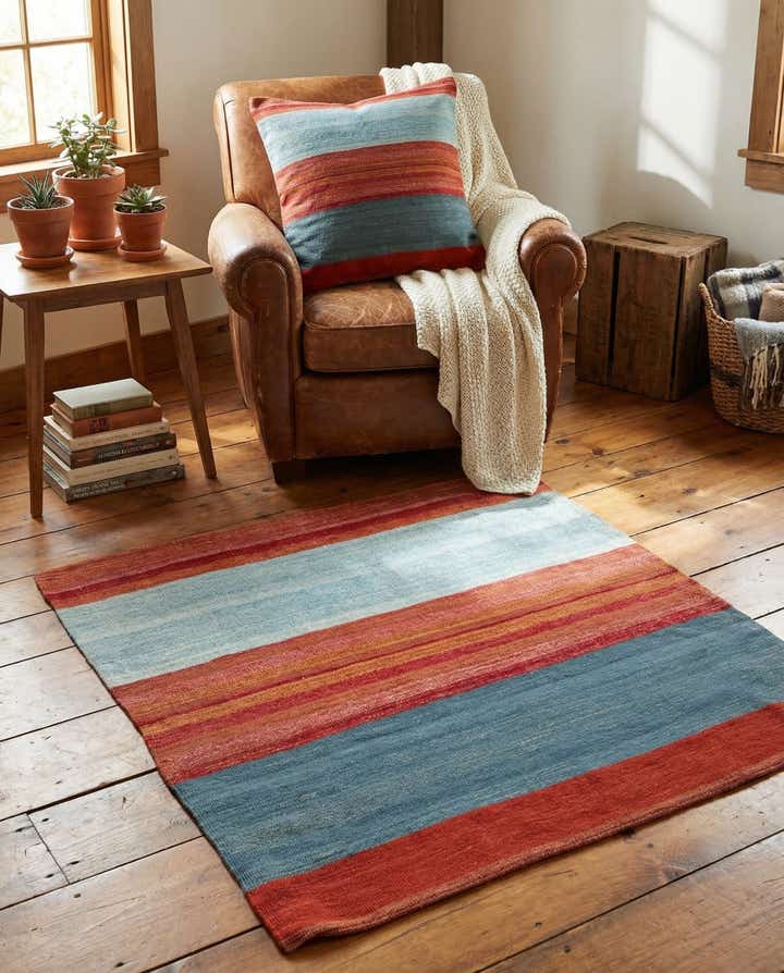 3' 2 x 3' 3 Hand Woven Pillow Wool Square Rug
