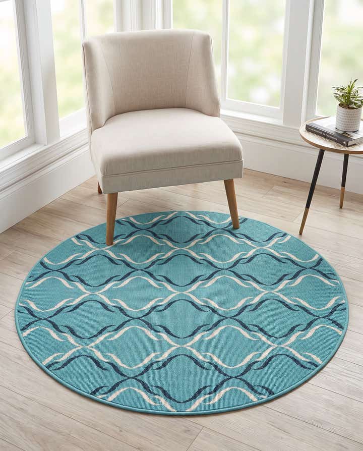 4' x 4' Easy-Clean Lattice Indoor / Outdoor Round Rug