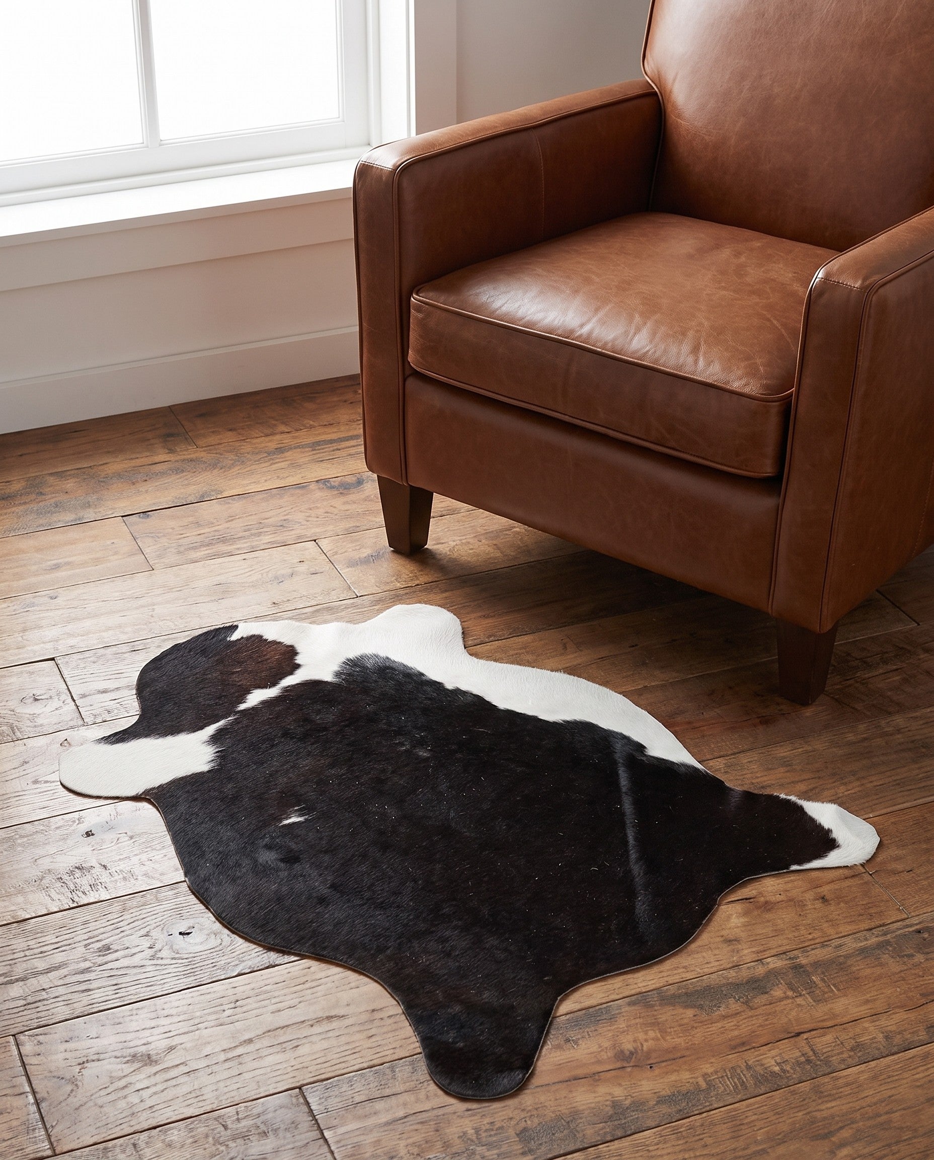 2' 1 x 2' 10 Cowhide Leather Rug