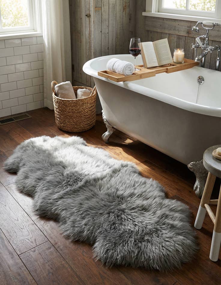 Detail image of  1' 10 x 3' Natural Sheepskin Freeform Rug