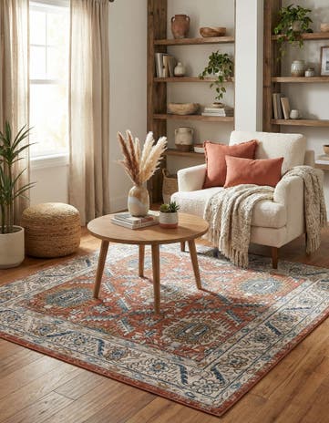 Salmon Pink Nyla Square Rug
