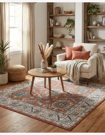 Salmon Pink Nyla Square Rug