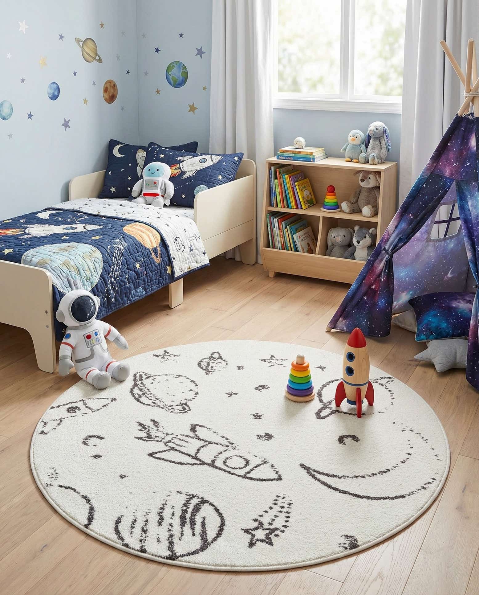 3' 3 x 3' 3 Planets Whimsy Kids Round Rug